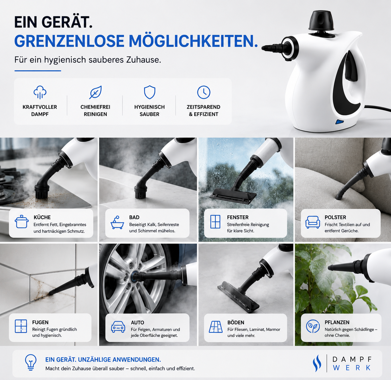 DampfWerk™ NaturClean Handdampfreiniger